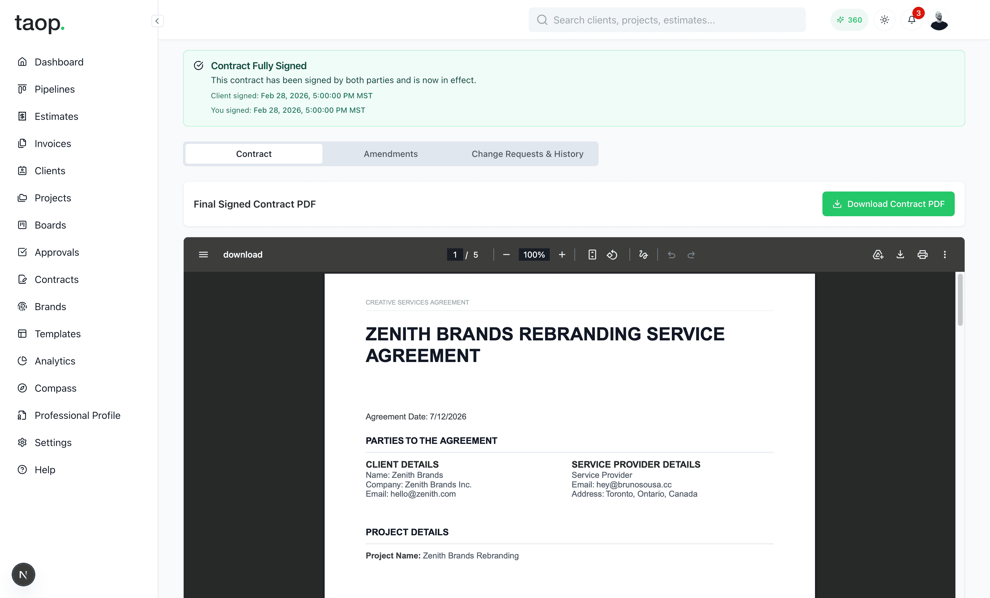 Contract Signing screenshot 1